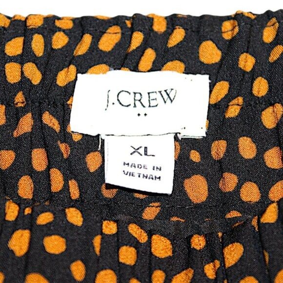 CB - Do Not Crosslist - J.Crew XL Spotted A-Line Midi Skirt Black Orange Elastic - Picture 8 of 8